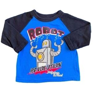 Robot Revolution The Future Is Now Black Blue Long Sleeve Shirt Size 12mos